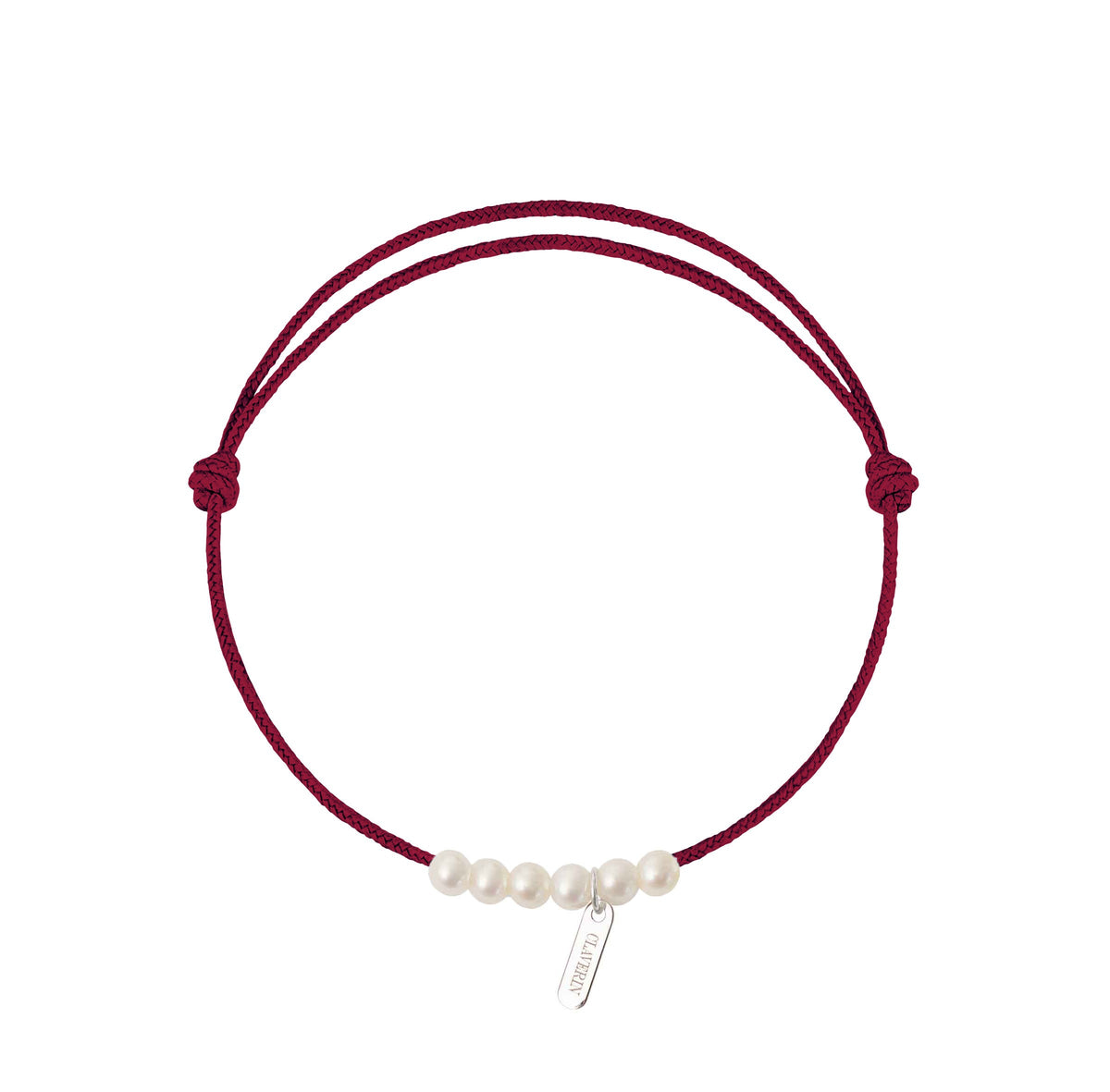 6 little treasures perles blanches cordon bordeaux