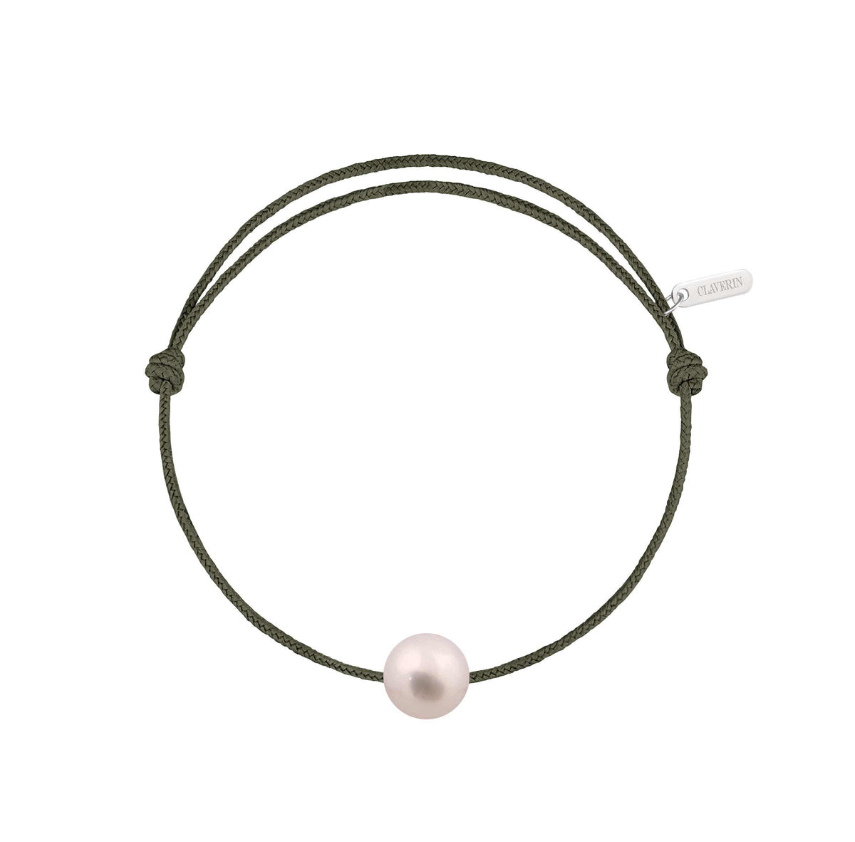 Simply pearly perle blanche cordon kaki