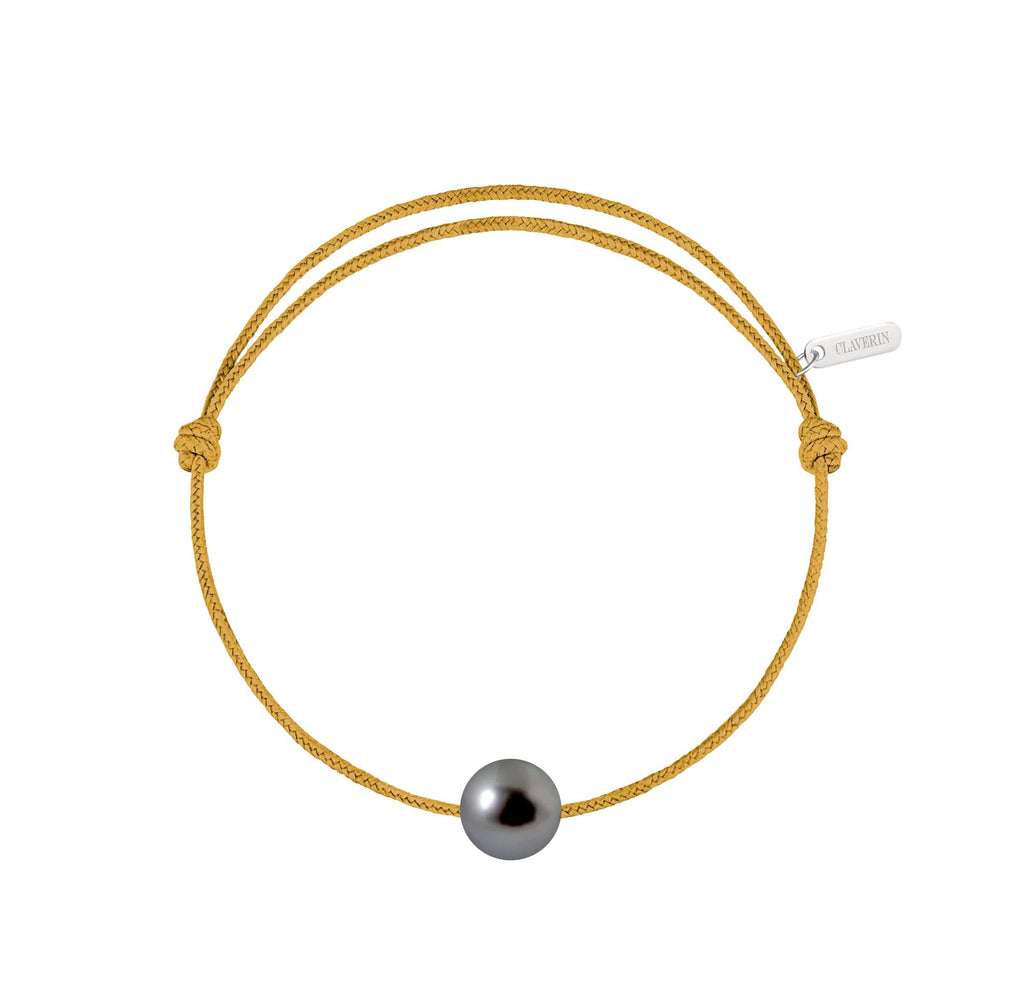 Simply pearly perle noire de Tahiti cordon moutarde