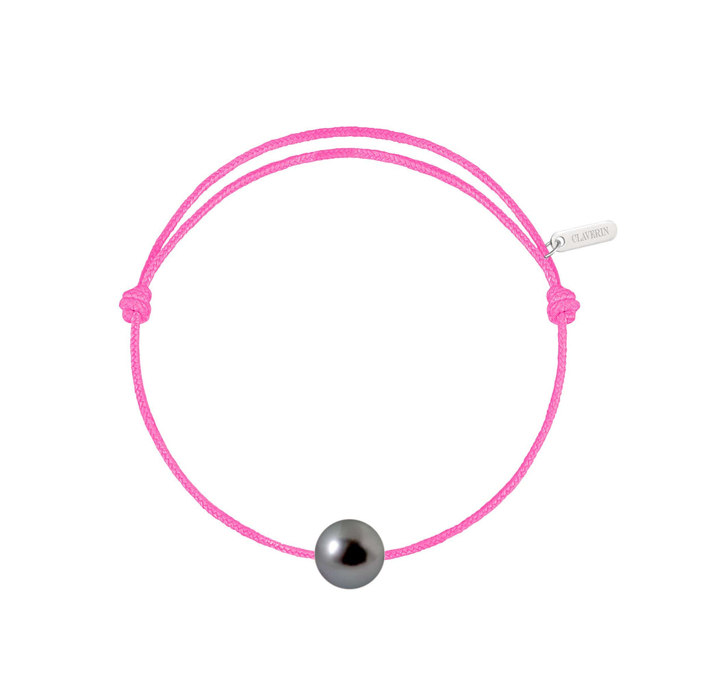 Simply pearly perle noire de Tahiti cordon rose fuchsia