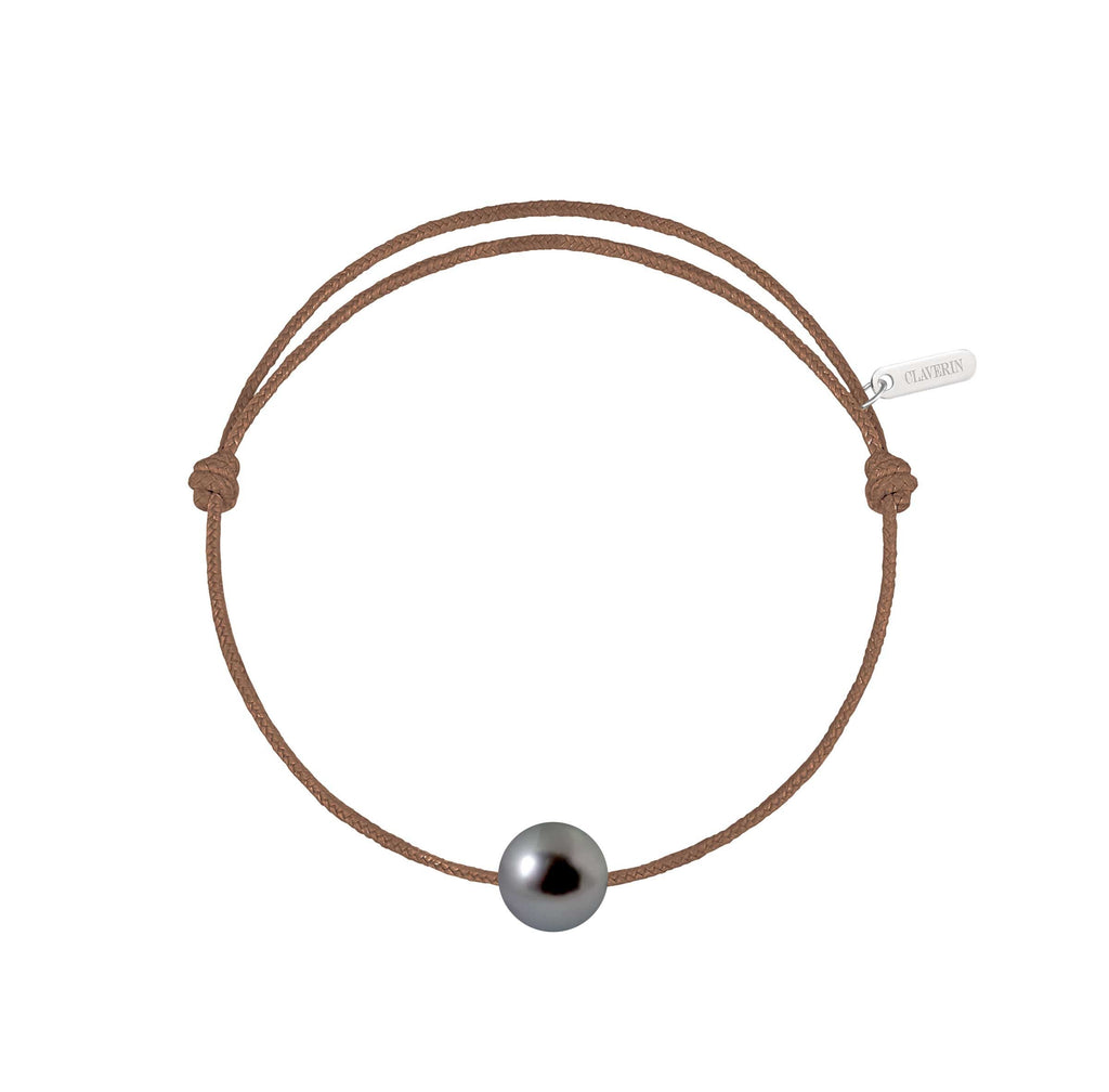 Simply pearly perle noire de Tahiti cordon taupe