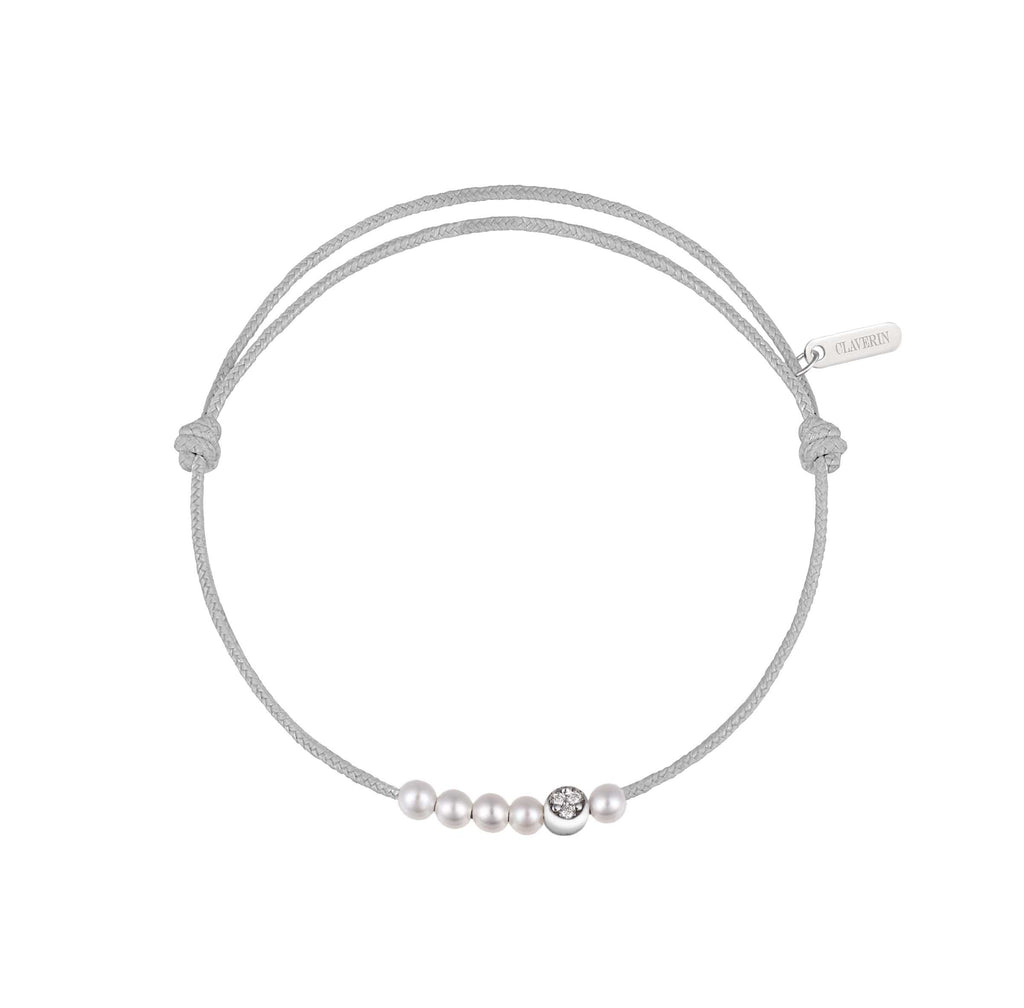6 Little Diamond Moon cordon gris perle
