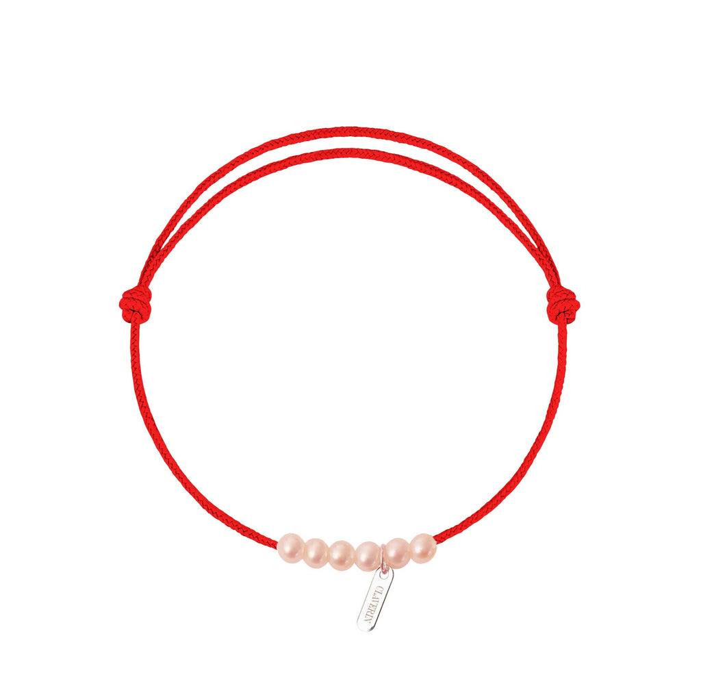6 little treasures perles roses cordon rouge corail