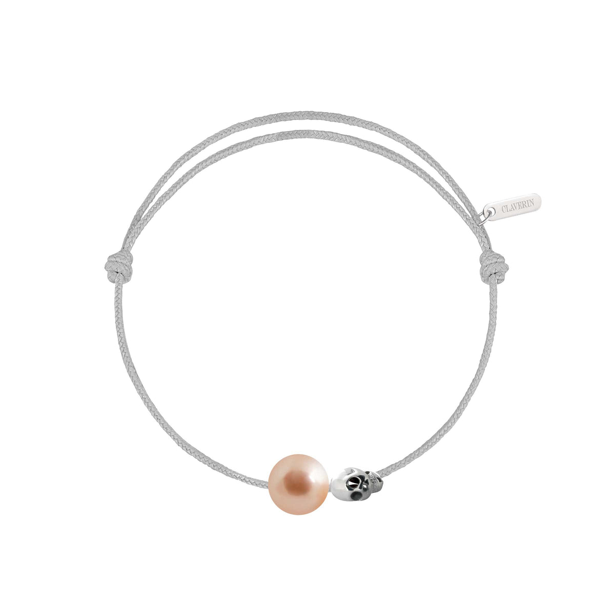 Pearly gold skull perle rose cordon gris perle