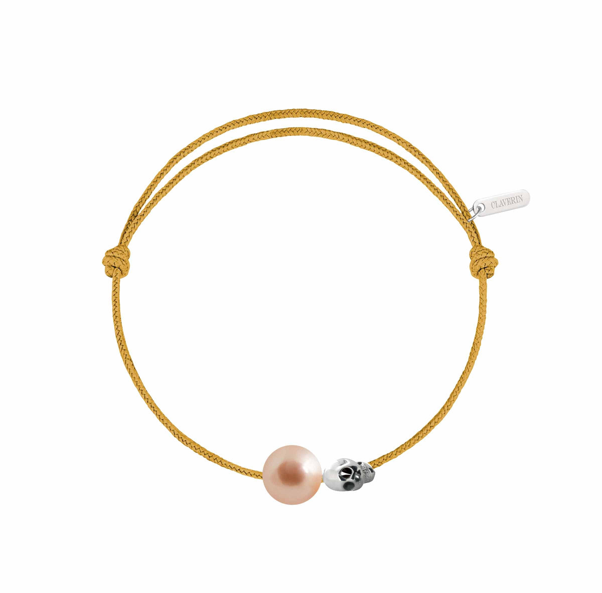 Pearly gold skull perle rose cordon moutarde