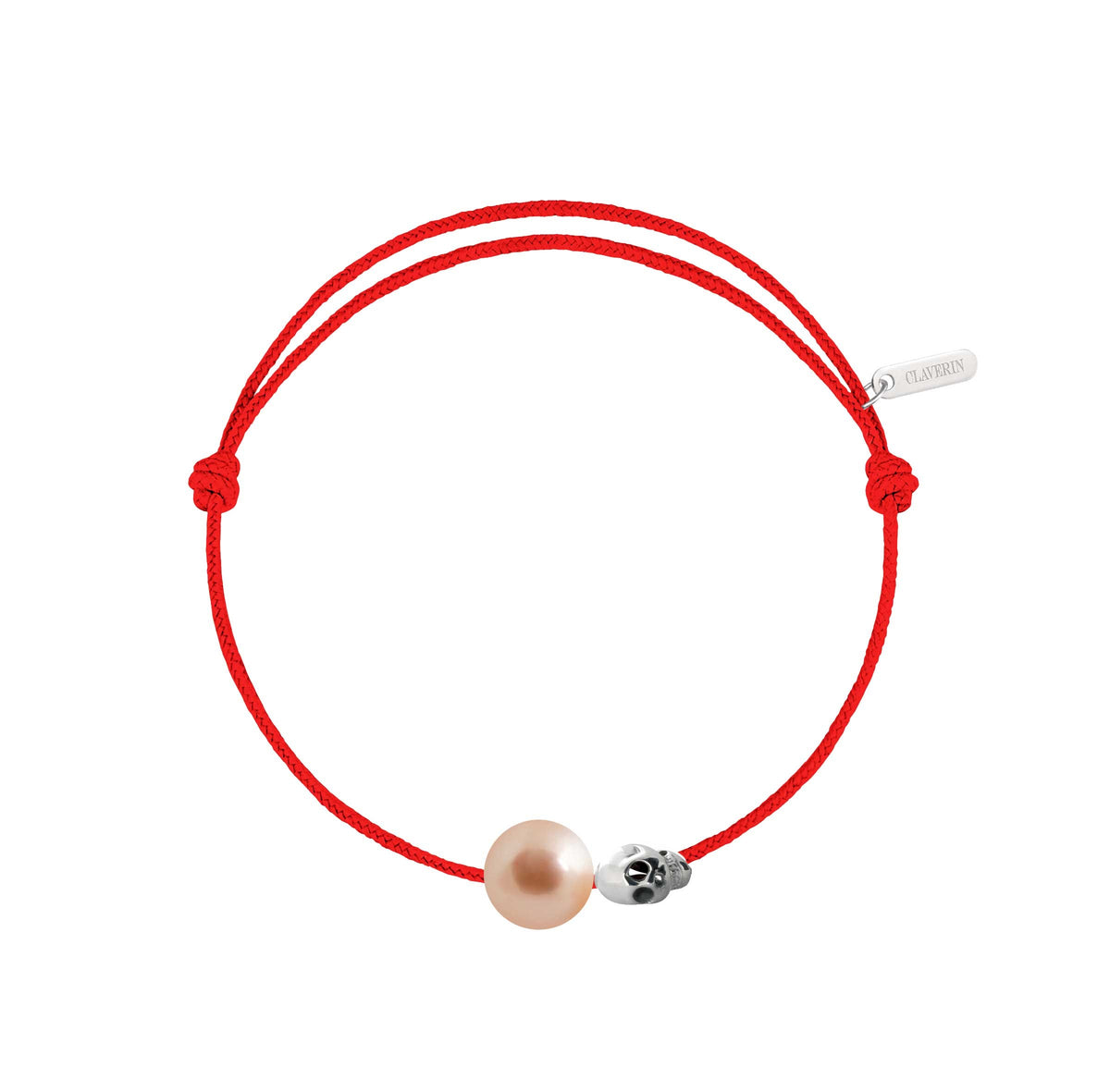 Pearly gold skull perle rose cordon rouge corail