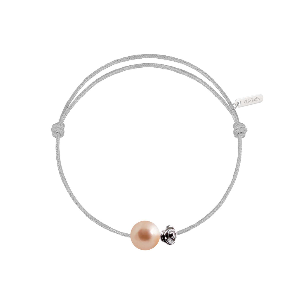 Pearly gold flower perle rose cordon gris perle