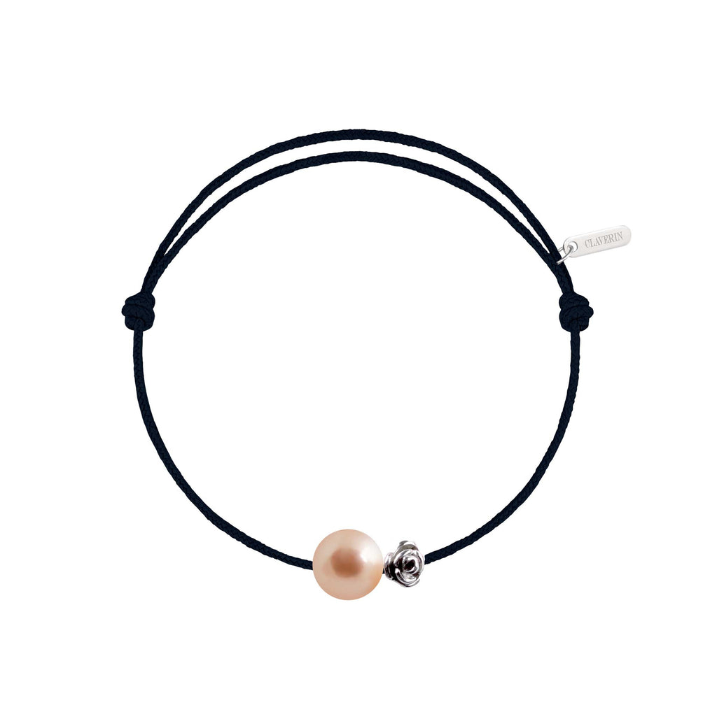 Pearly gold flower perle rose cordon noir charbon
