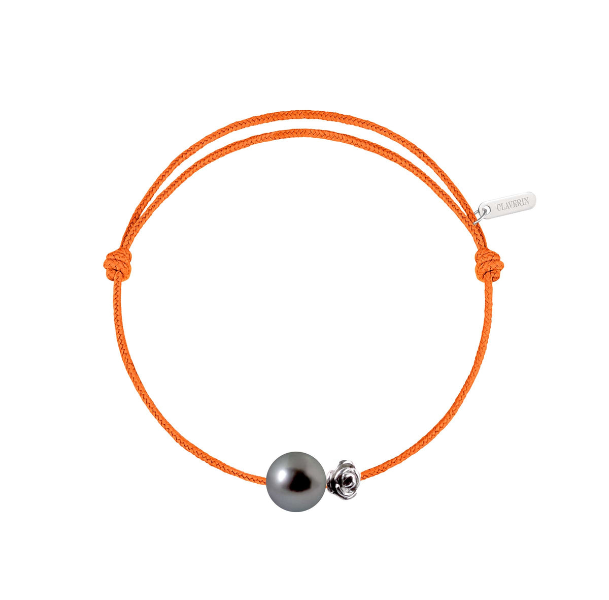 Pearly gold flower perle noire cordon mandarine