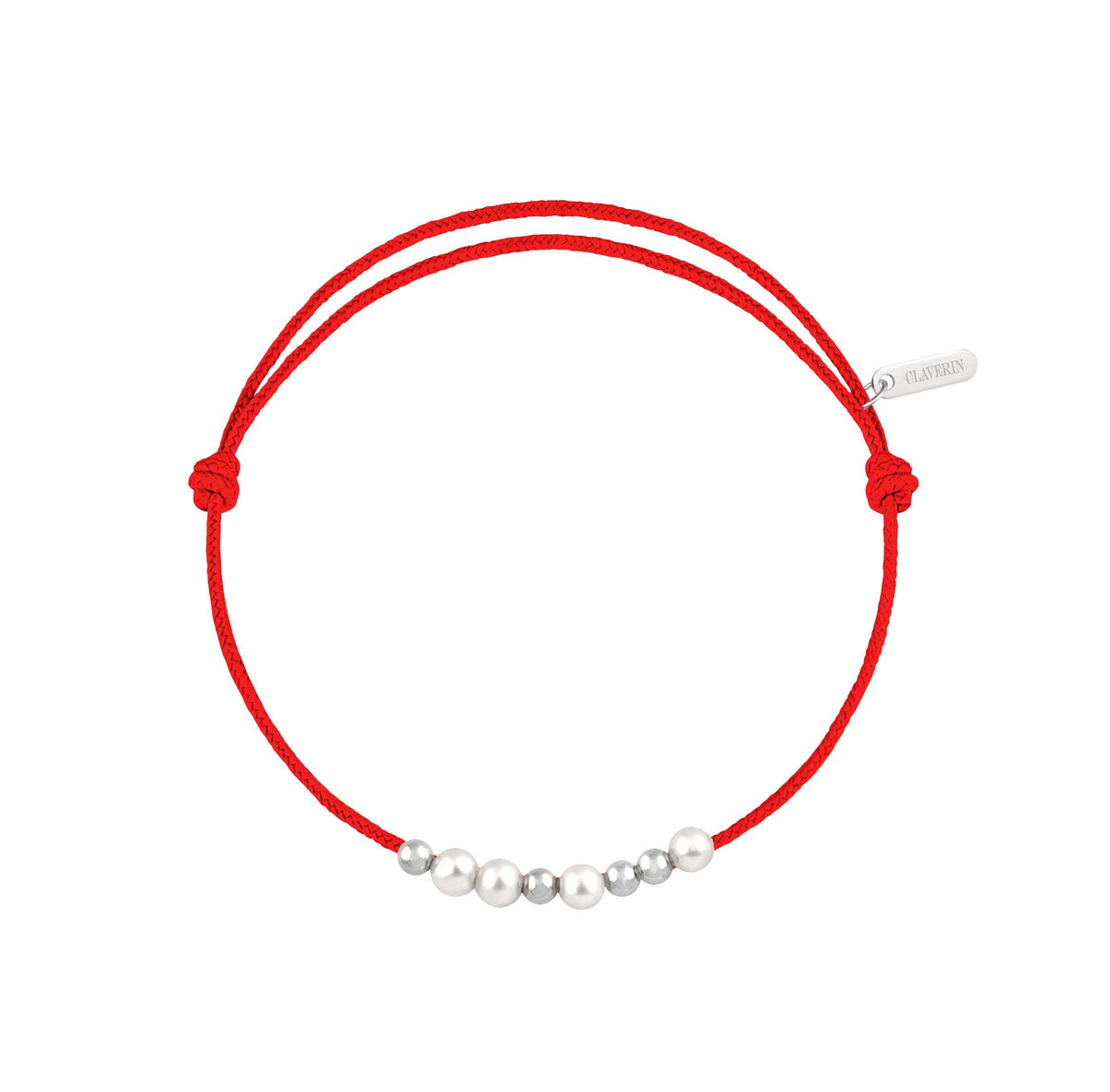 8 little treasures perles blanches cordon rouge corail
