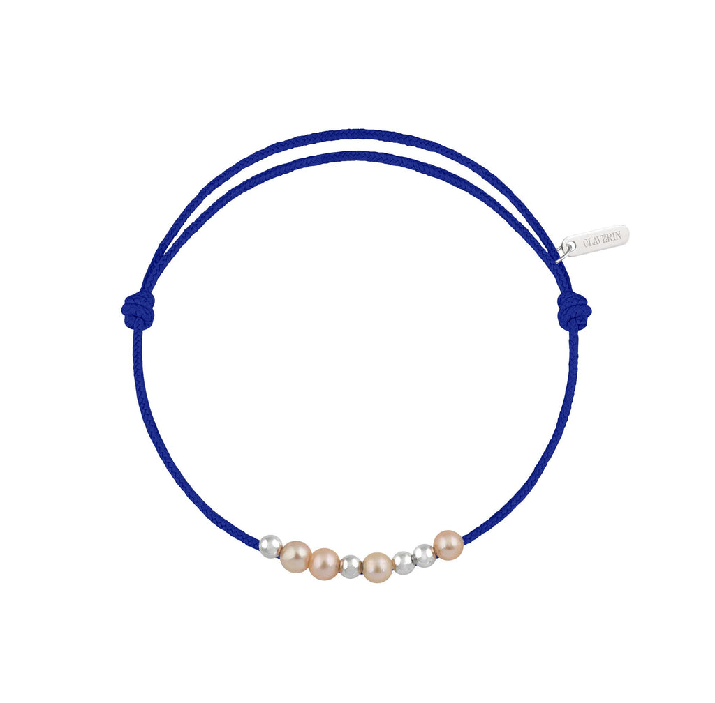 8 little treasures perles roses cordon bleu électrique