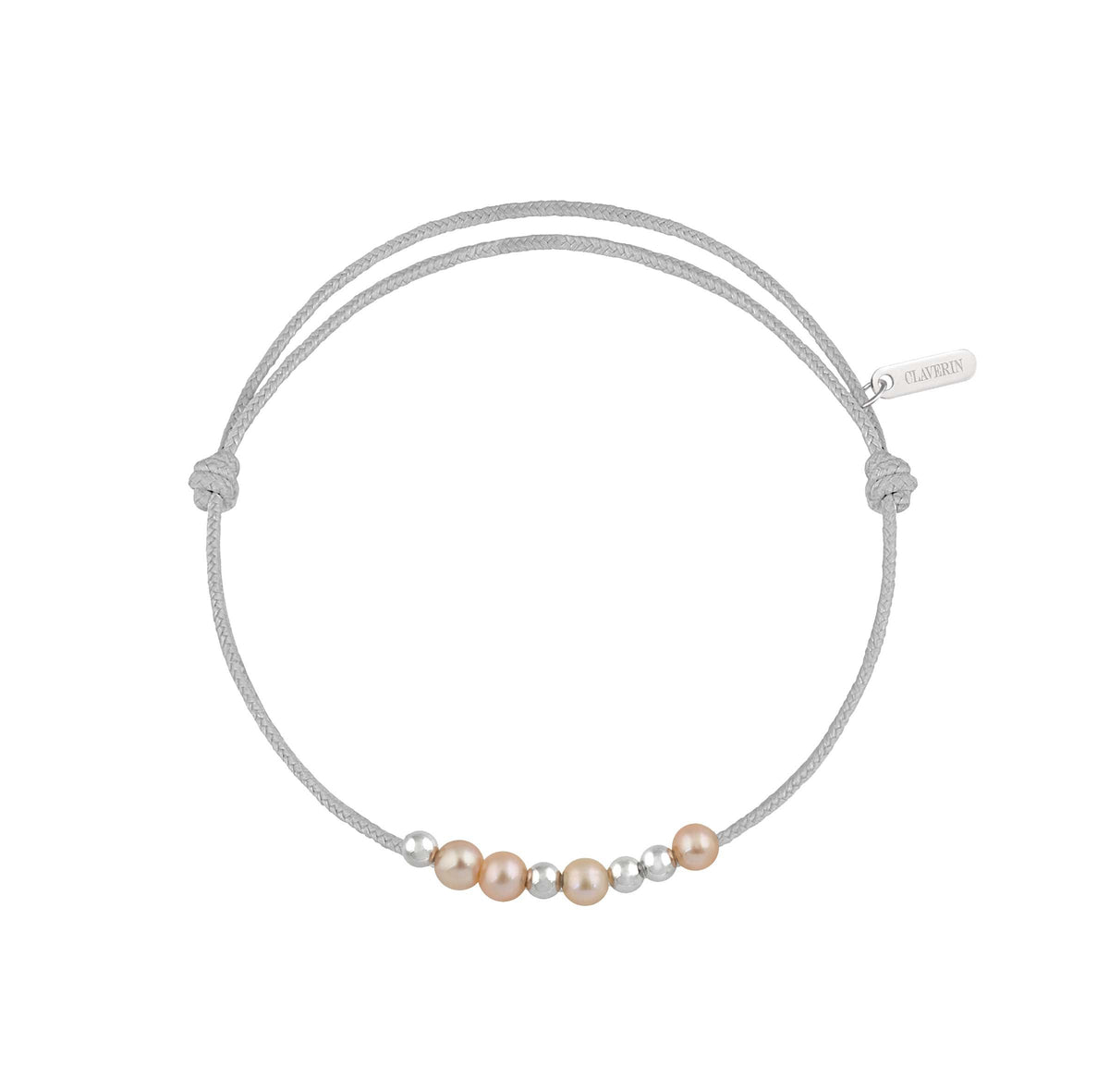 8 little treasures perles roses cordon gris perle