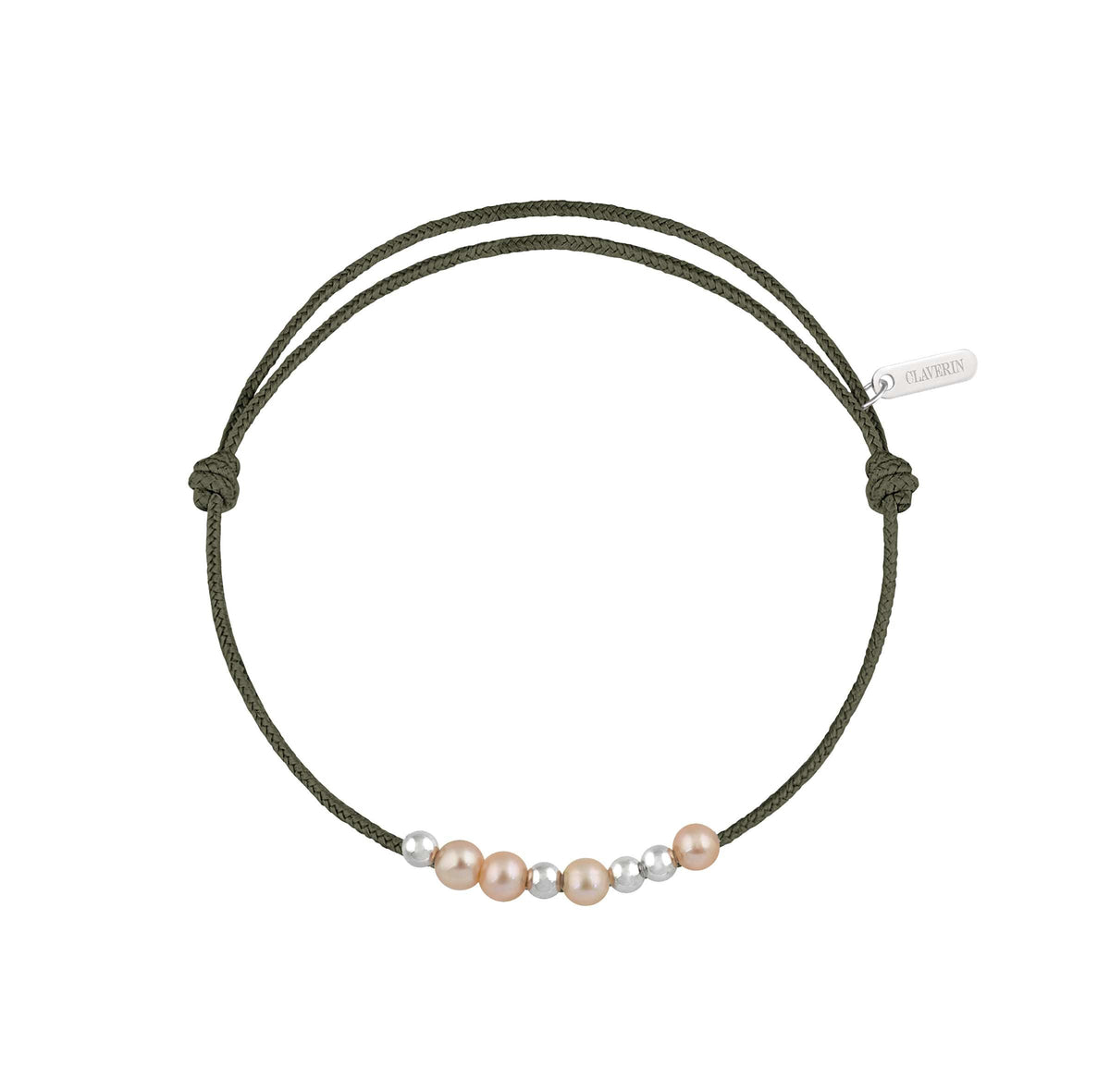 8 little treasures perles roses cordon kaki
