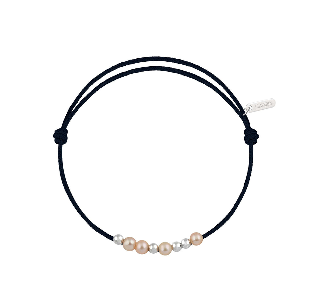 8 little treasures perles roses cordon noir charbon