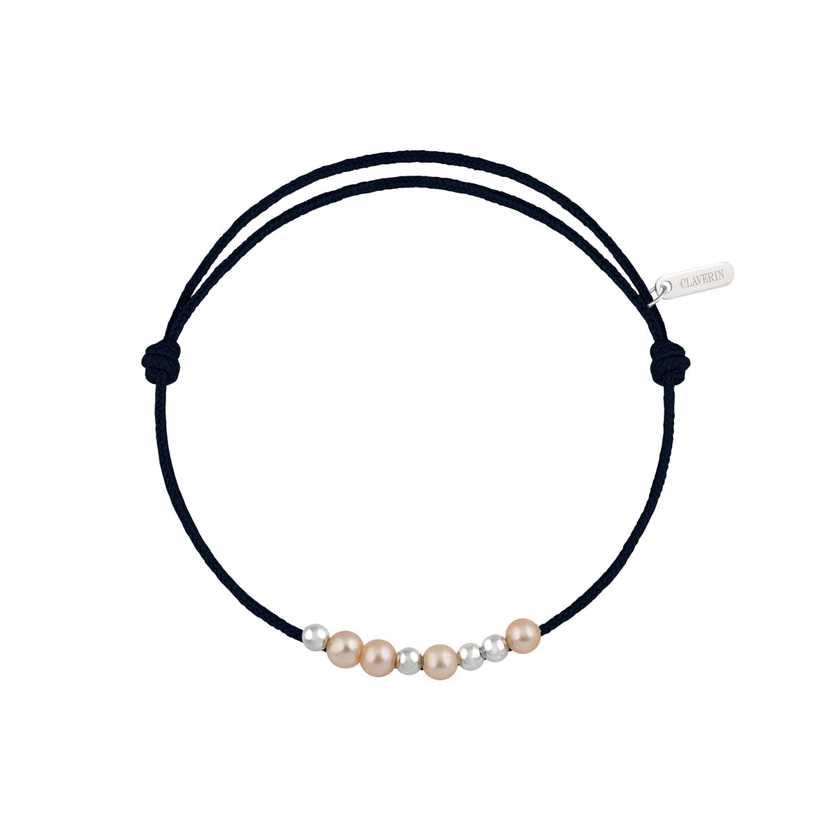 8 little treasures perles roses cordon noir charbon
