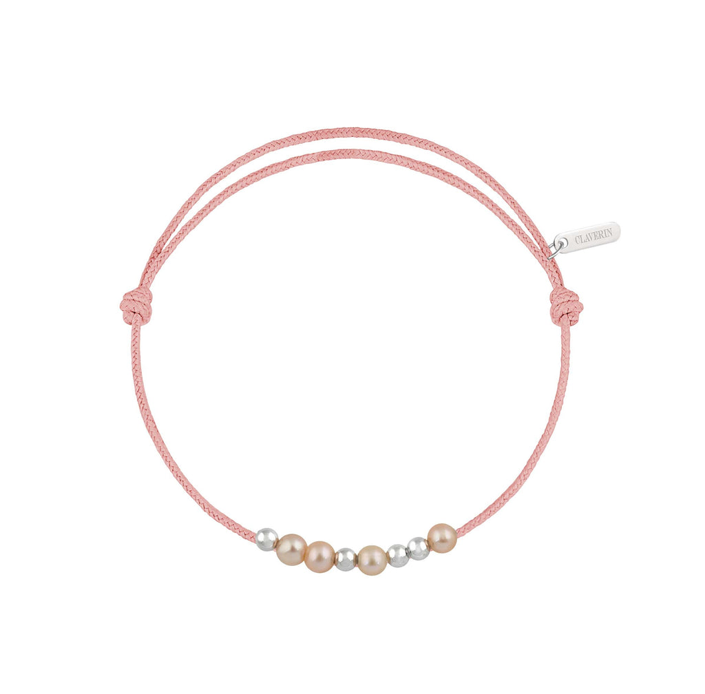 8 little treasures perles roses cordon rose poudré