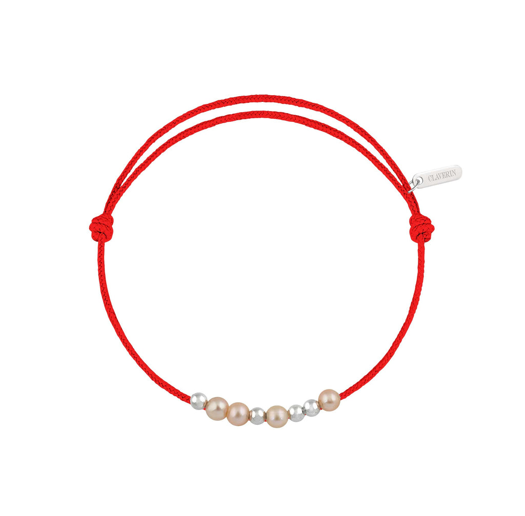 8 little treasures perles roses cordon rouge corail
