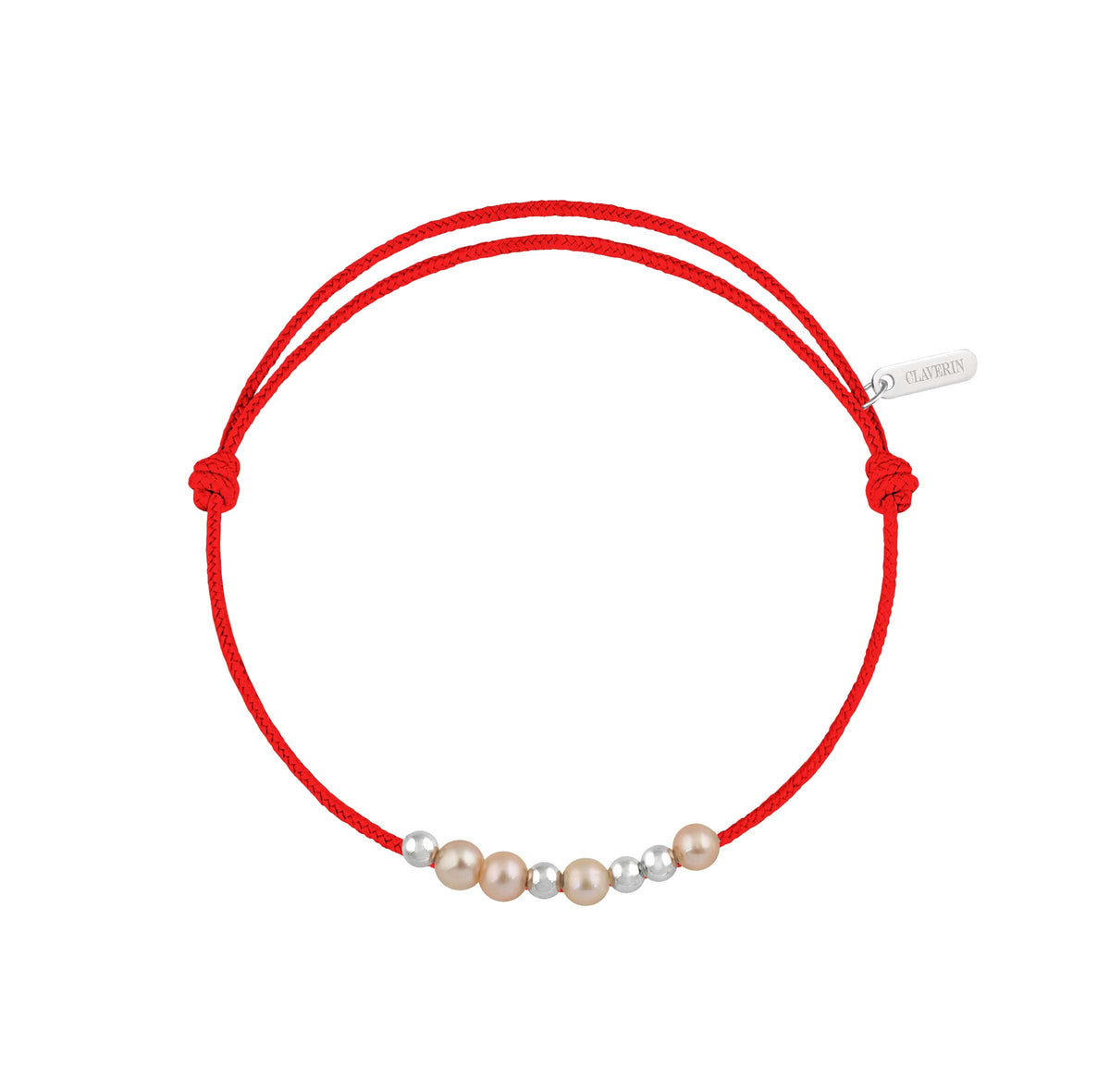 8 little treasures perles roses cordon rouge corail