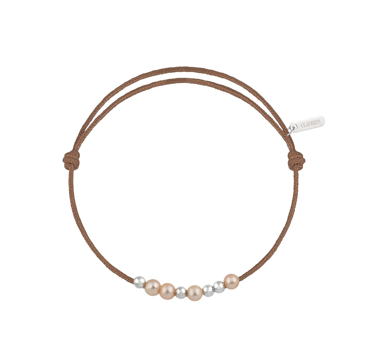 8 little treasures perles roses cordon taupe
