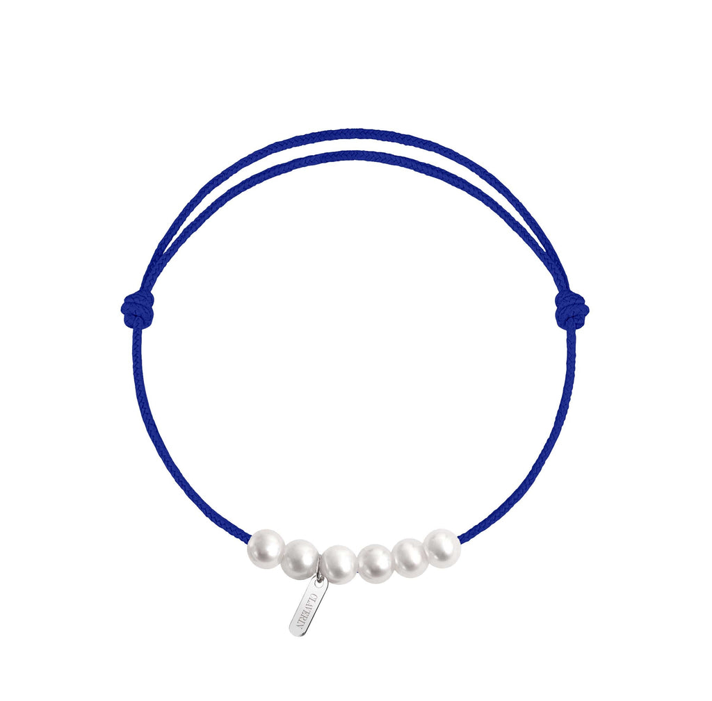 6 little XL perles blanches cordon bleu électrique