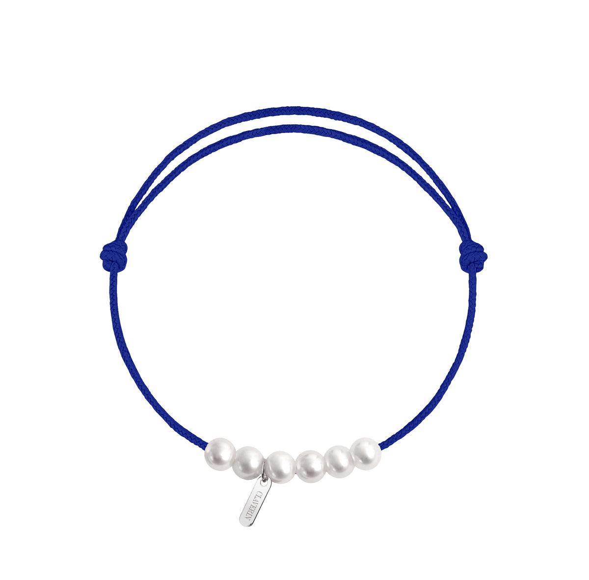 6 little XL perles blanches cordon bleu électrique