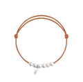 6 little XL perles blanches cordon camel