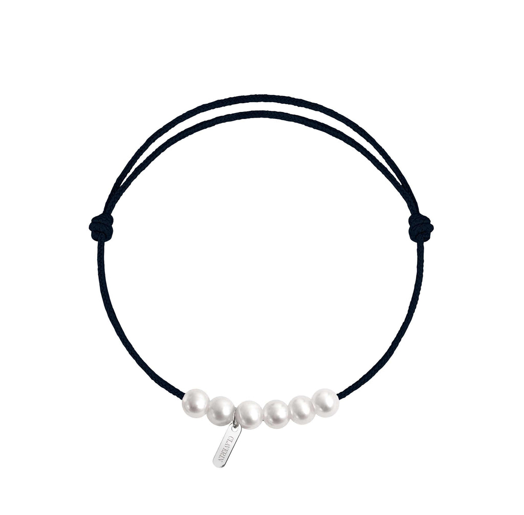 6 little XL perles blanches cordon noir charbon