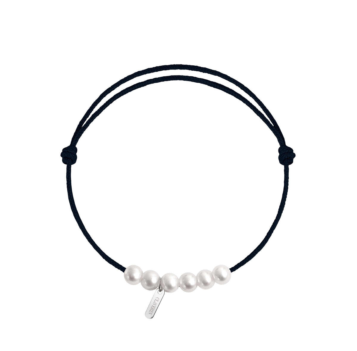 6 little XL perles blanches cordon noir charbon