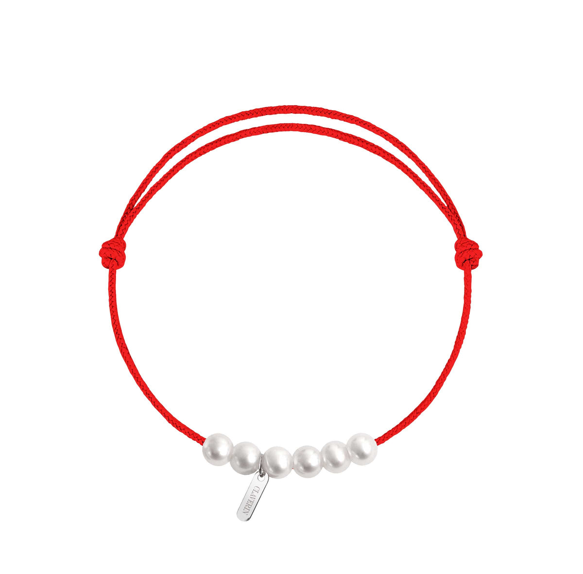 6 little XL perles blanches cordon rouge corail
