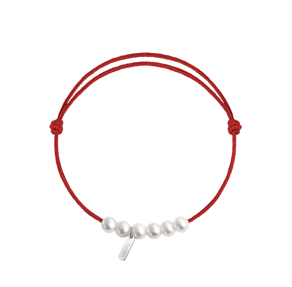 6 little XL perles blanches cordon rouge passion