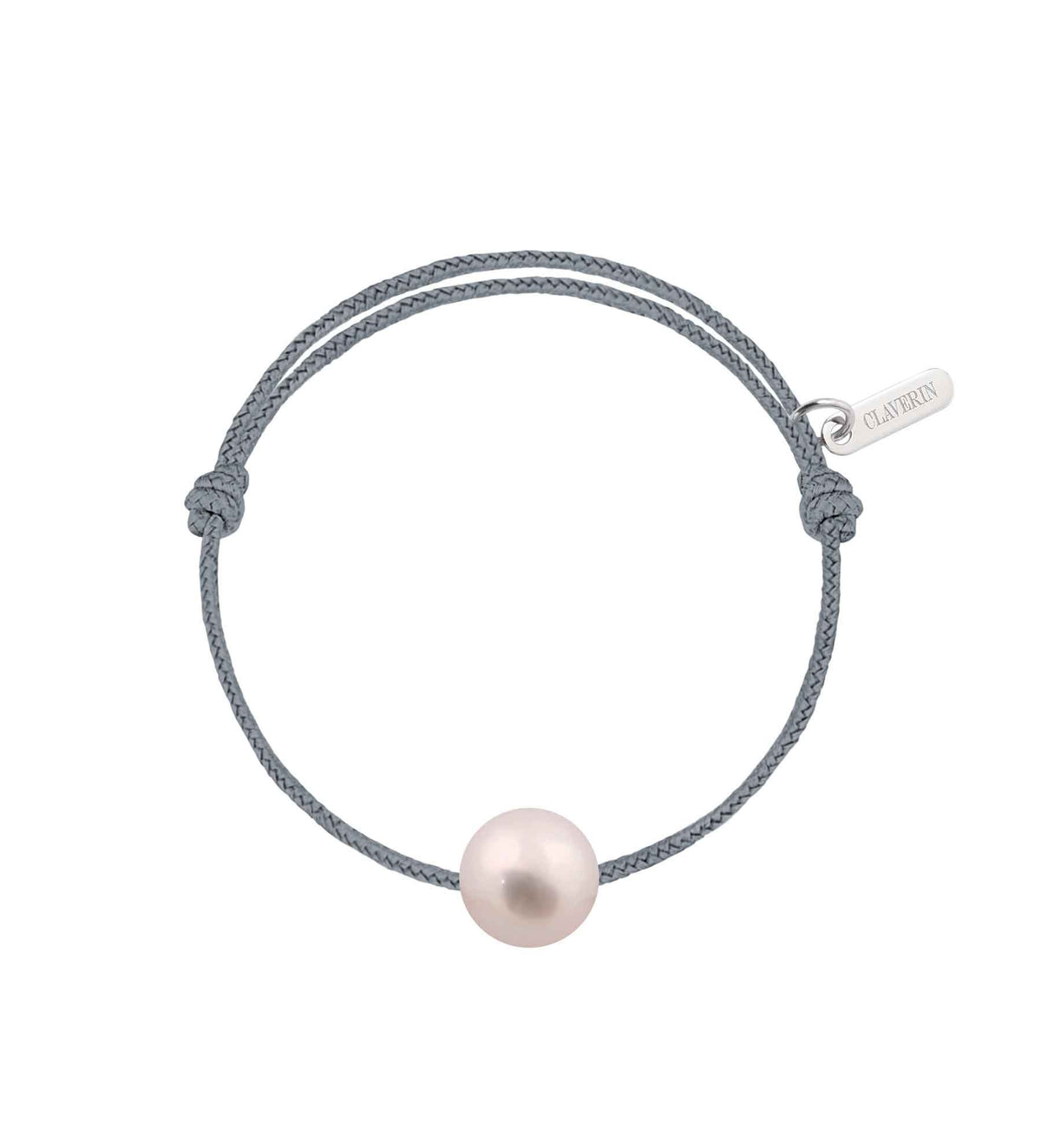 Baby pearly perle blanche cordon gris cendré