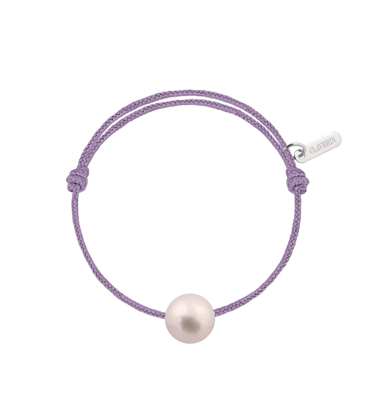Baby pearly perle blanche cordon lavande