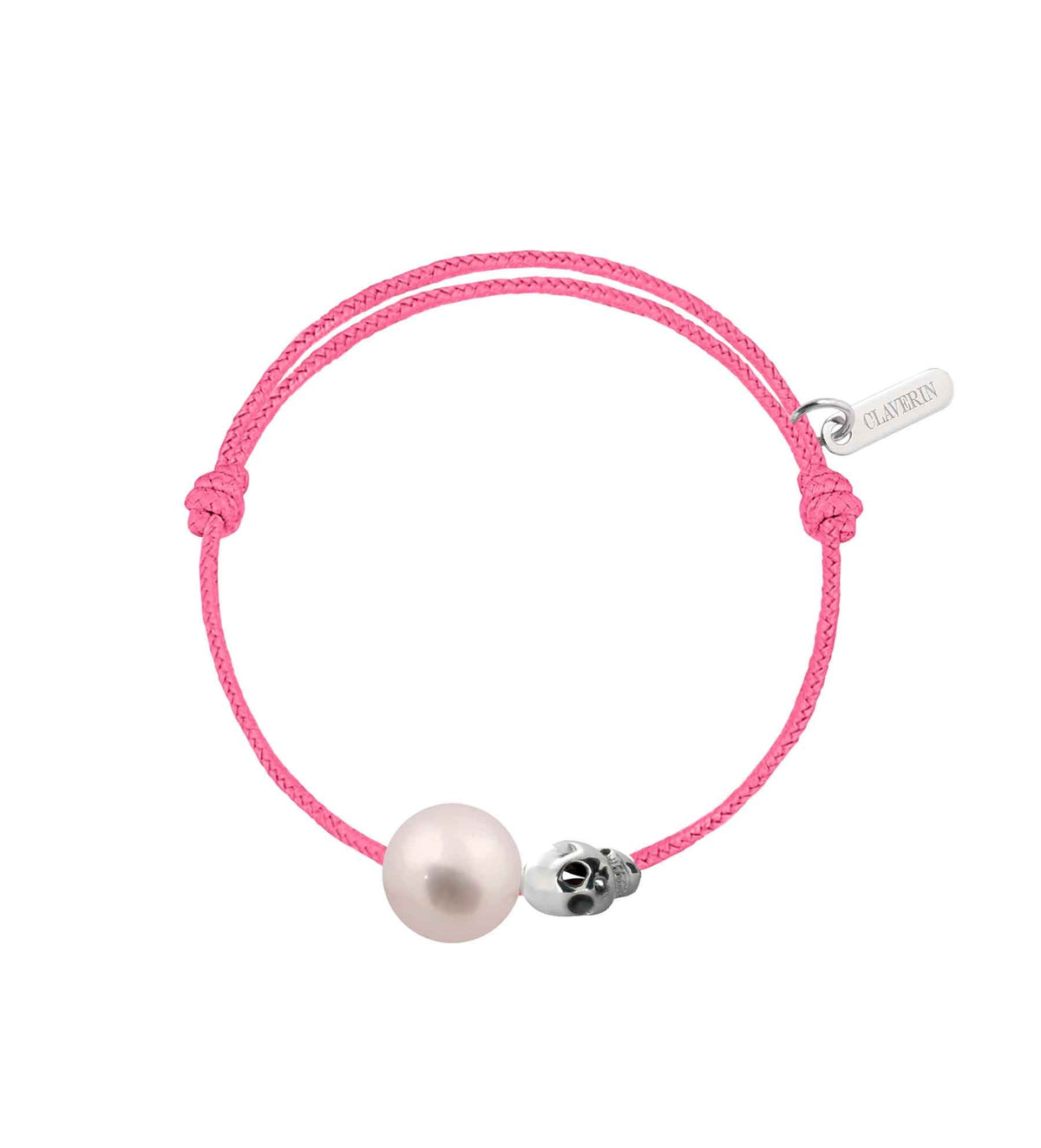 Baby pirate perle blanche cordon rose fuchsia