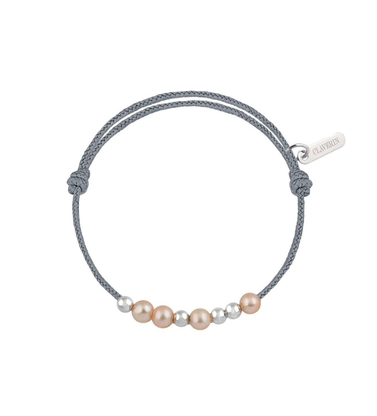 Baby 8 little treasures perles roses cordon gris cendré