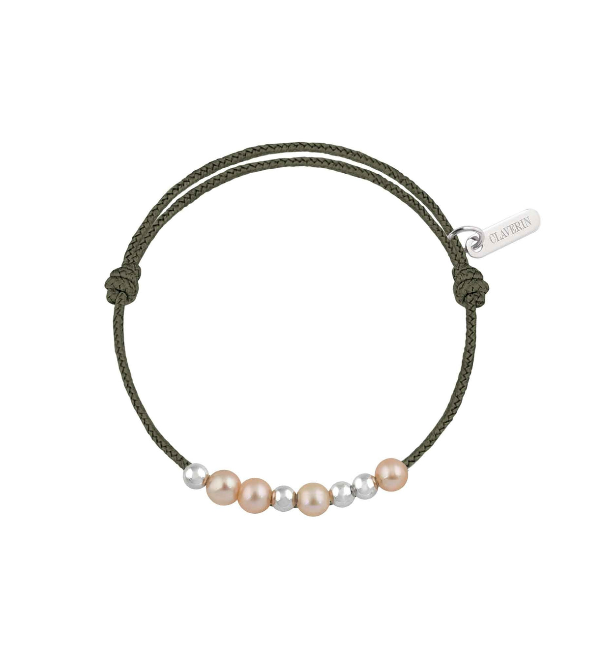 Baby 8 little treasures perles roses cordon kaki