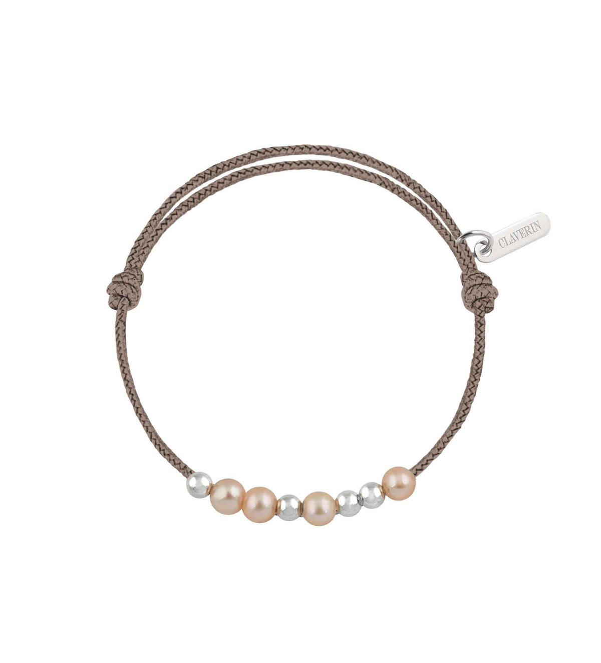 Baby 8 little treasures perles roses cordon taupe