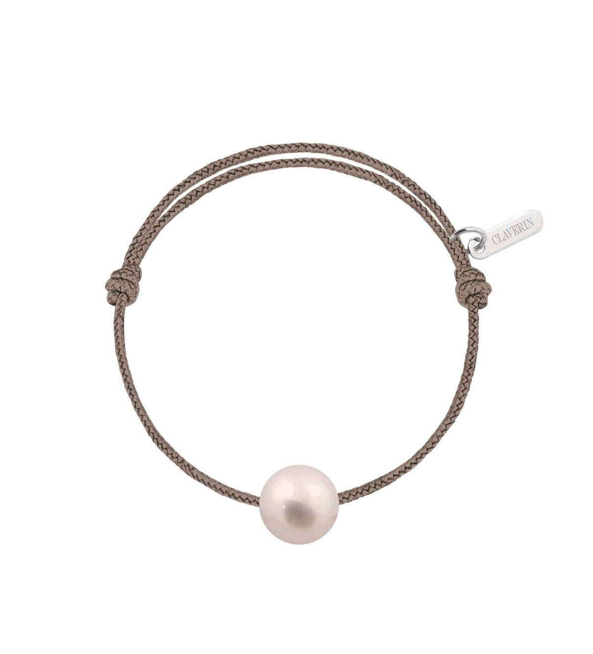 Baby pearly perle blanche cordon taupe