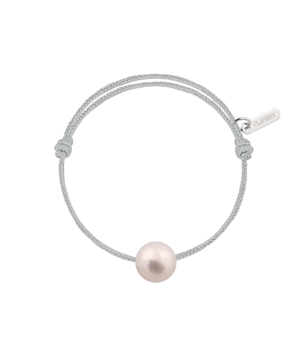 Baby pearly perle blanche cordon gris perle