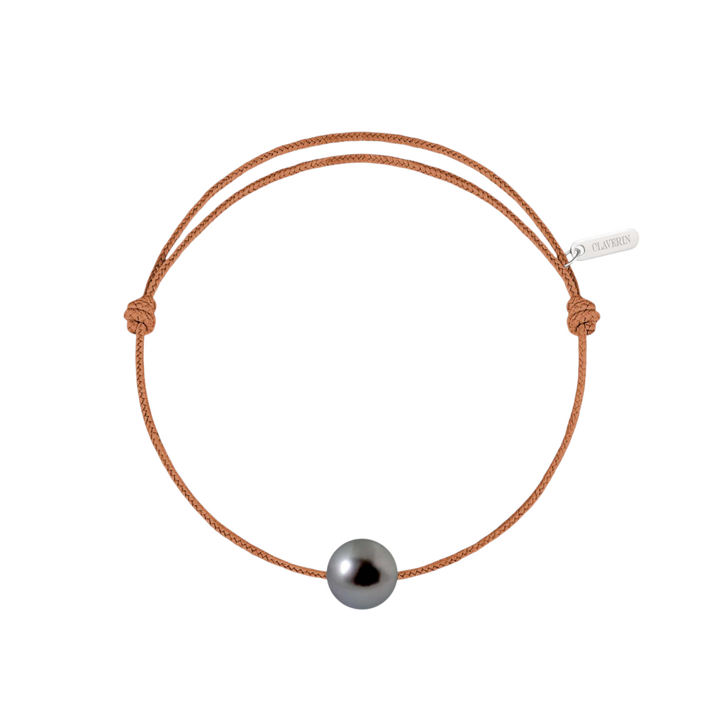 Simply pearly perle noire de Tahiti cordon camel