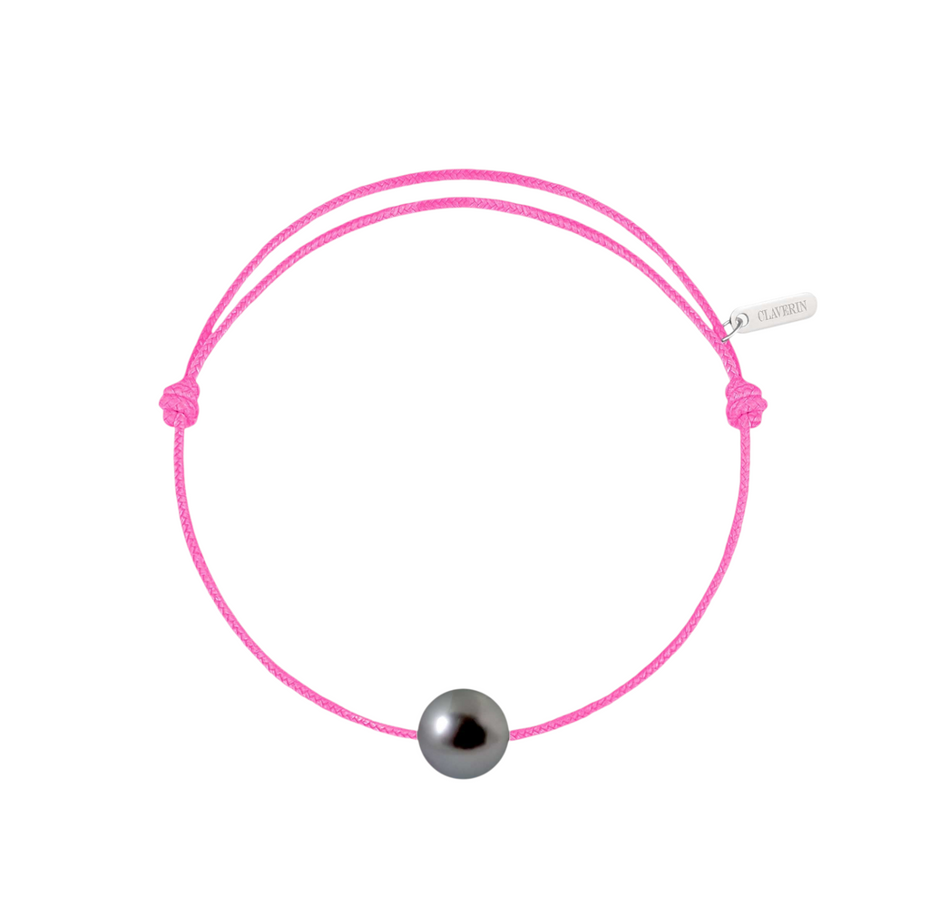 Simply pearly perle noire de Tahiti cordon rose fuchsia