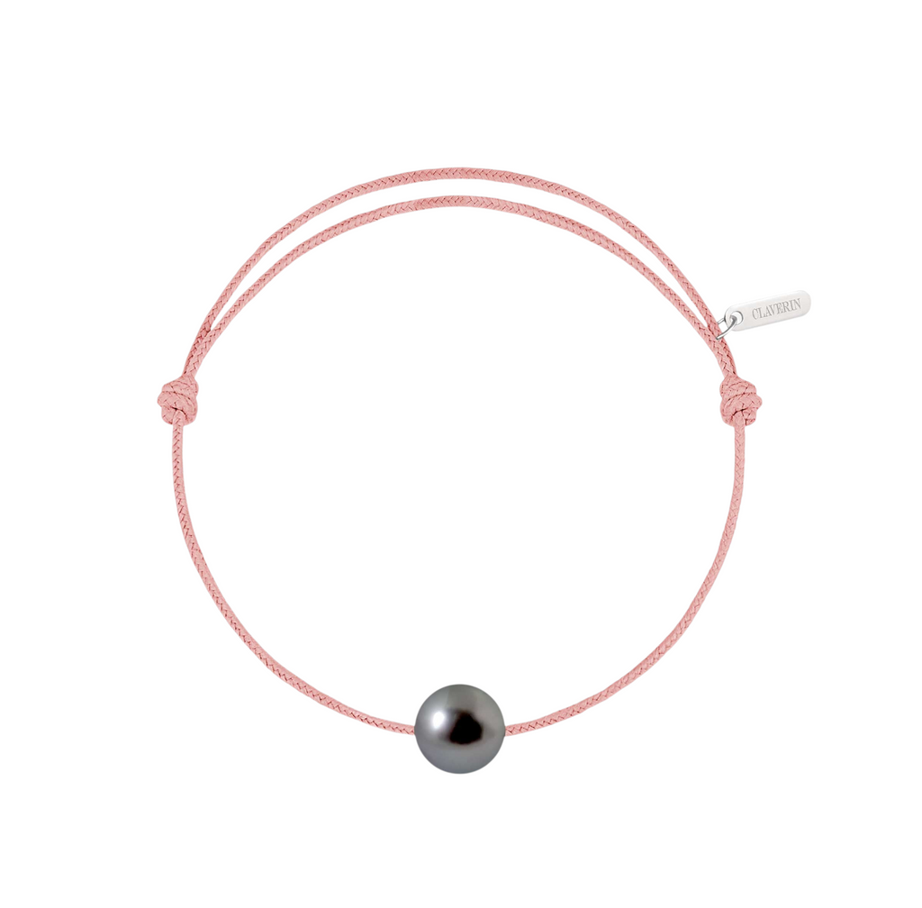 Simply pearly perle noire de Tahiti cordon rose poudré