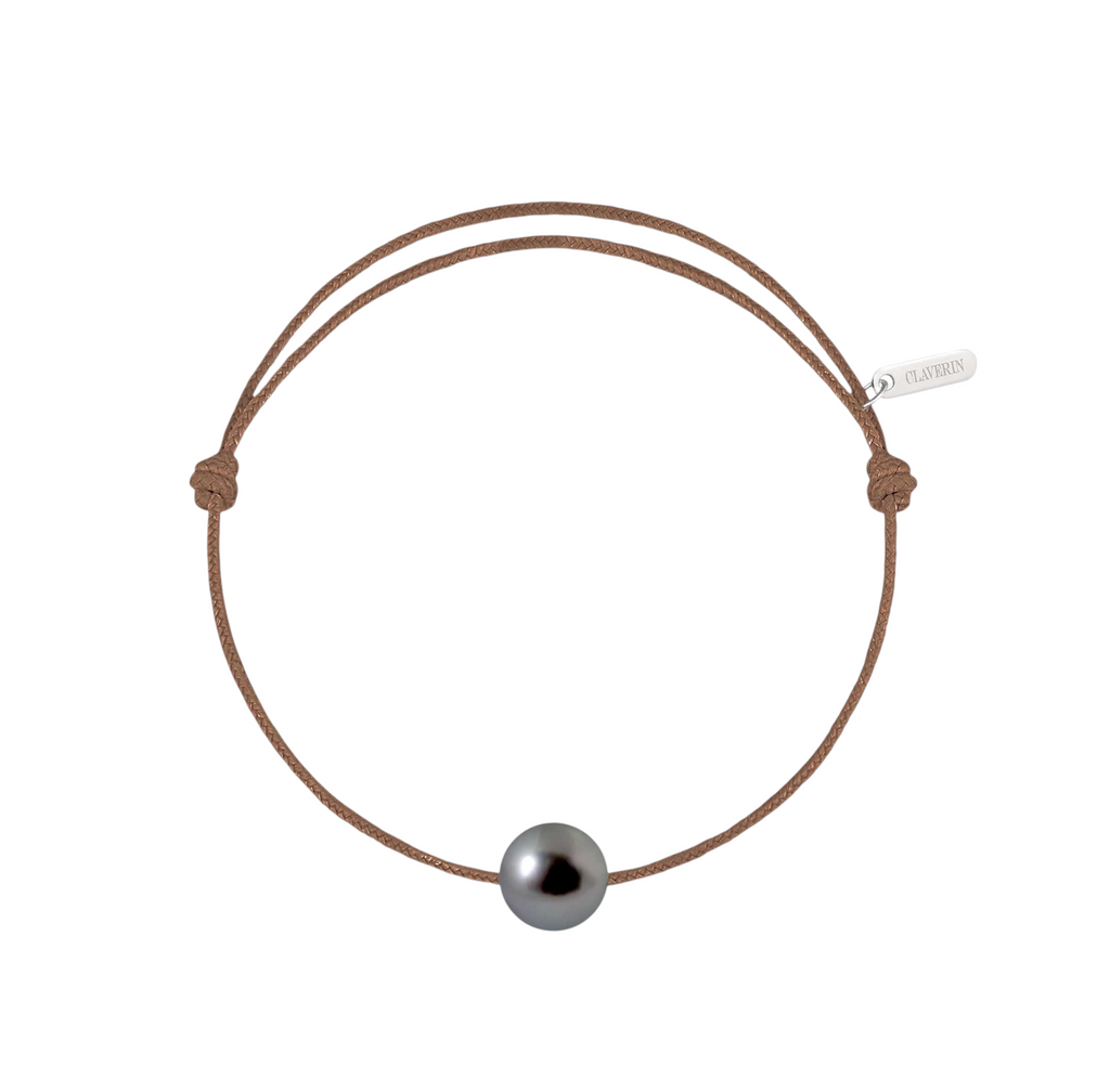 Simply pearly perle noire de Tahiti cordon taupe