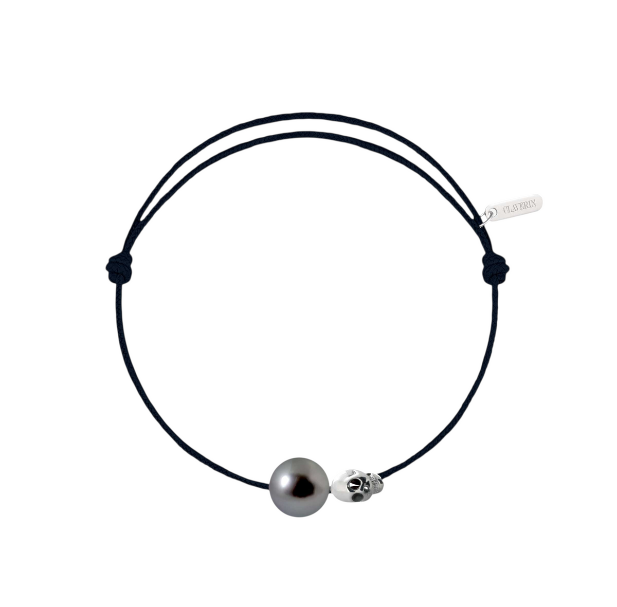Pearly gold skull perle noire cordon noir charbon