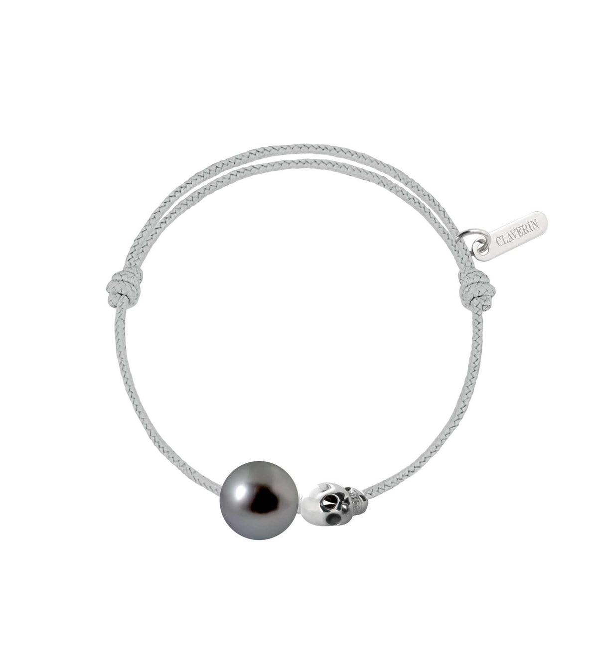 Baby gold skull perle noire cordon gris perle