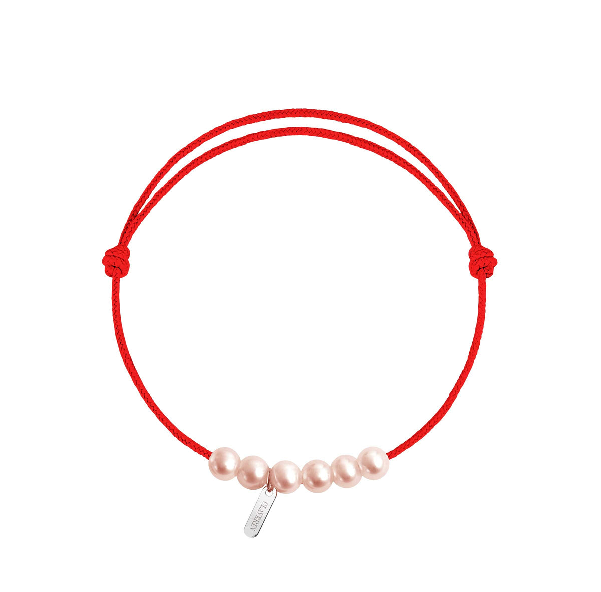 6 little XL perles roses cordon rouge corail