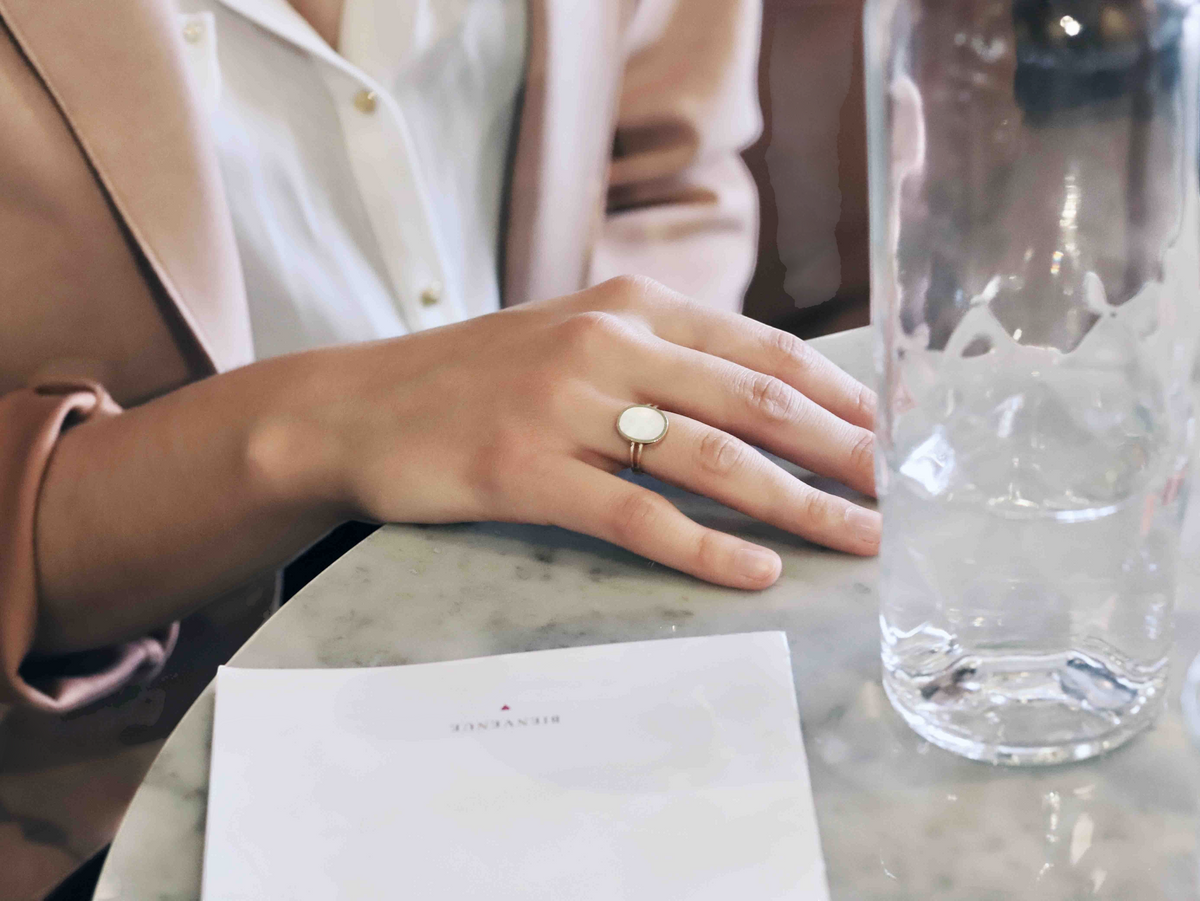 Bague Organic nacre blanche