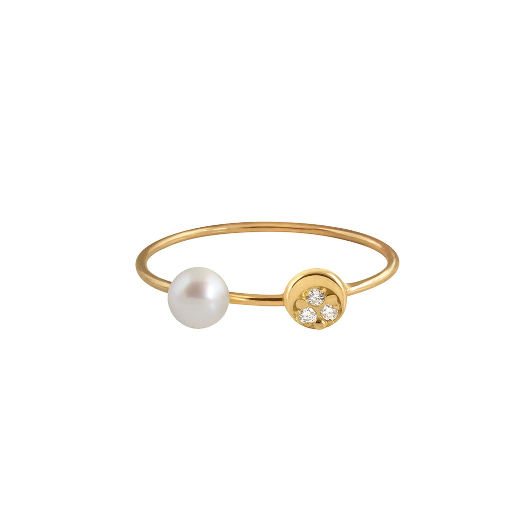 Bague Mini Diamond Moon perle blanche