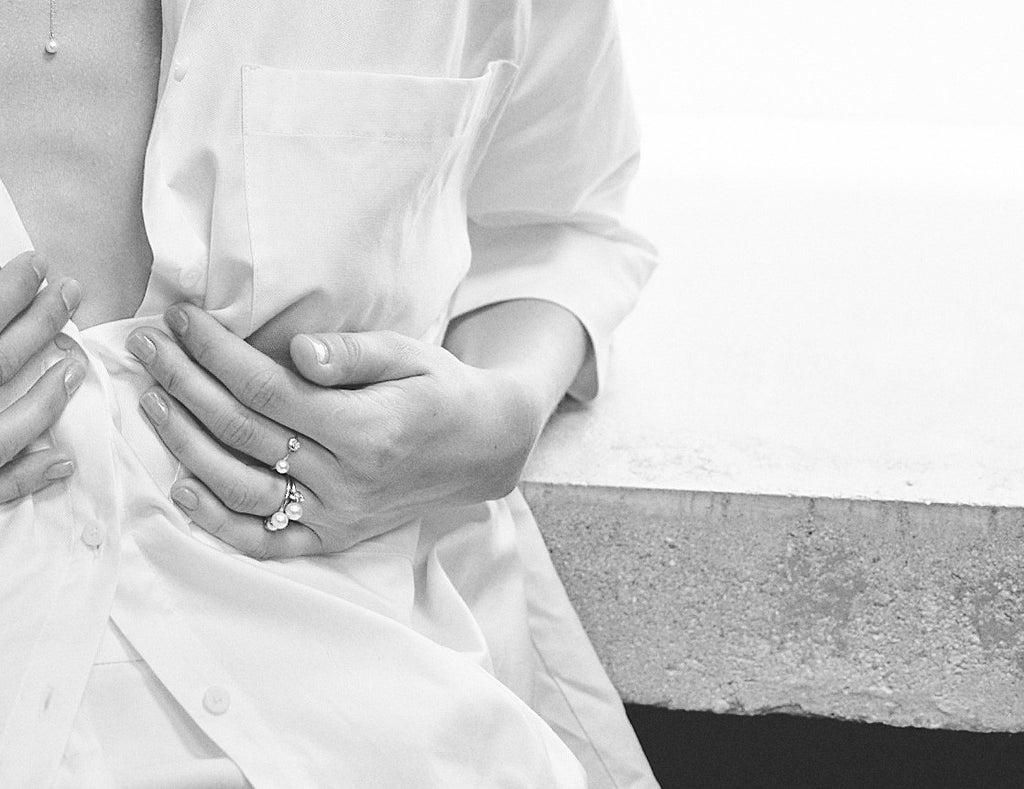 Bague Mini Diamond Moon perle blanche