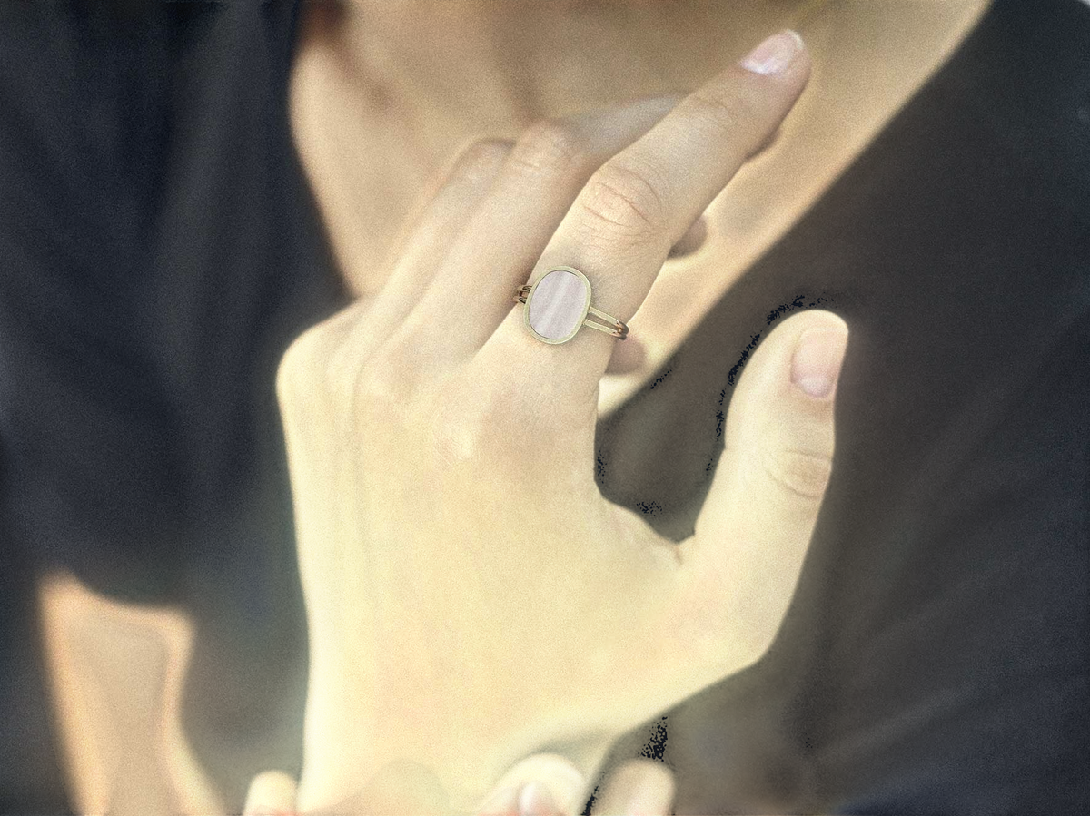 Bague Organic nacre rose