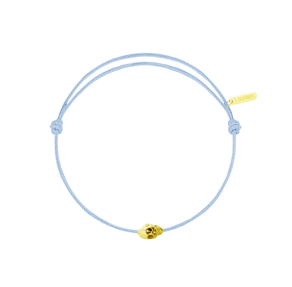 Gold Skull cordon baby blue